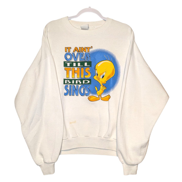 1996 Tweety Bird It Aint Over Crewneck Sweatshirt - Picture 1 of 6